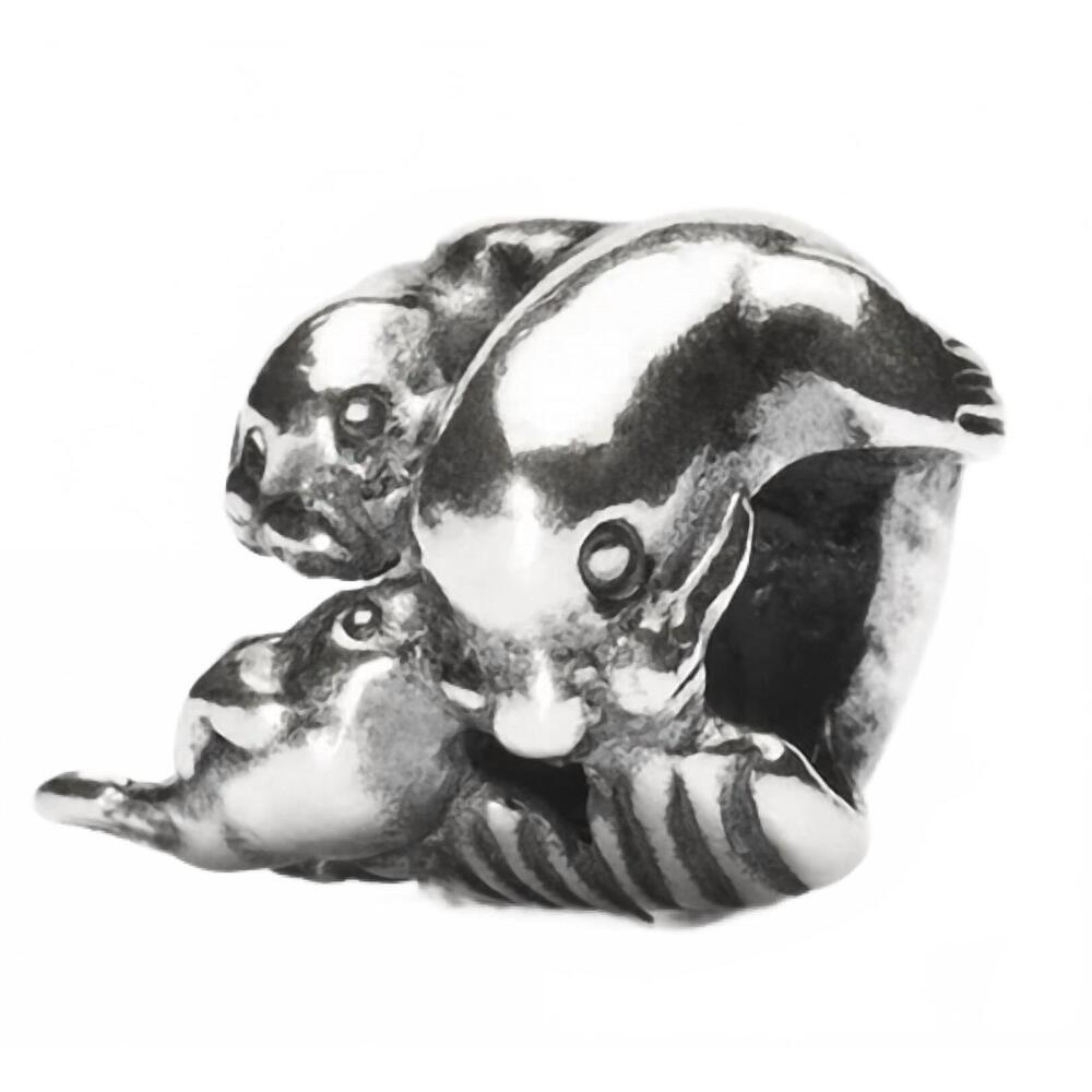 NEW TROLLBEADS women's seal family bead charm in silver